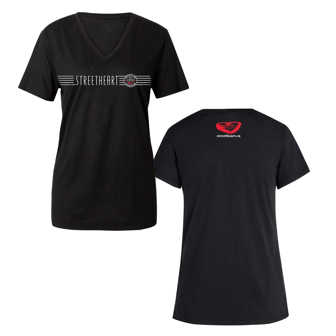 Ladies Black V-Neck T-Shirt 2024